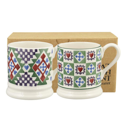 Emma Bridgewater Christmas Quilt Set of 2 1/2 Pint Mugs