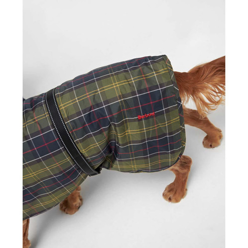 Classic Tartan Barbour Tartan Dog Drying Robe on dog back