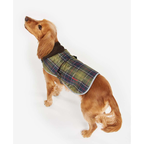 Classic Tartan Barbour Wetherham Tartan Dog Coat on dog back