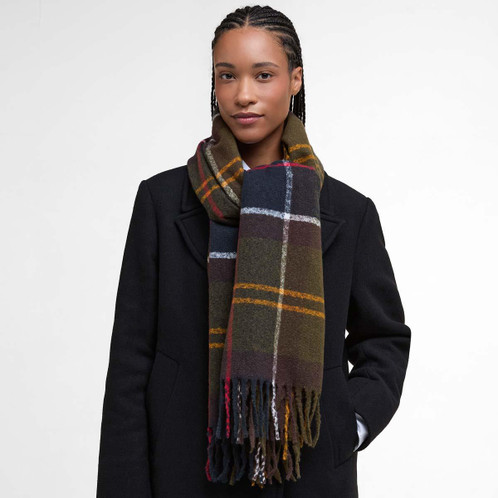 Classic Tartan Barbour Womens Deanna Tartan Scarf on model