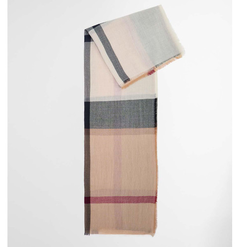 Hessian Tartan Barbour Womens Saffron Tartan Scarf folded