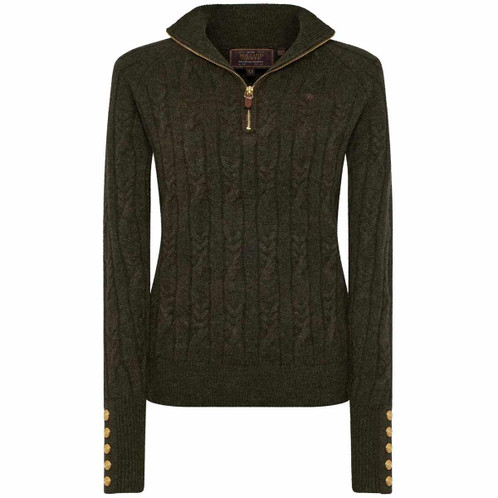 Forest Green Holland Cooper Womens Bridget Quarter Zip Knit Jumper