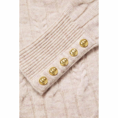 Barley Holland Cooper Womens Bridget Quarter Zip Knit Jumper Cuff Detail