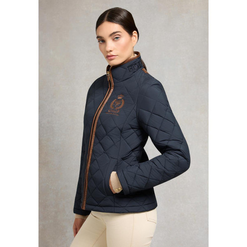 Ink Navy Holland Cooper Lightweight Country Quilted Jacket On model side