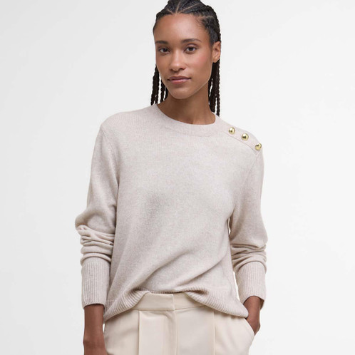 Oat Barbour Womens Eleanor Knitted Jumper on model front