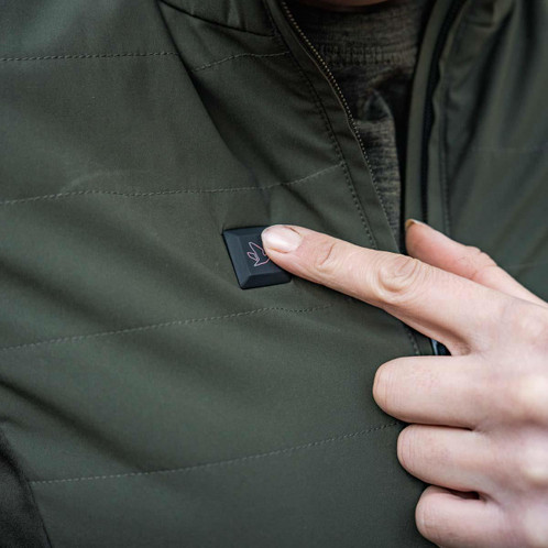 Pine Green Seeland Womens Celsius Aia Heat Jacket Button Detail
