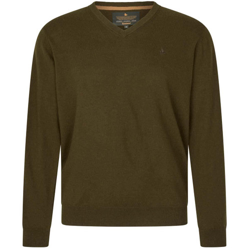 Light Pine Seeland Mens Pine V-Neck Merino Pullover