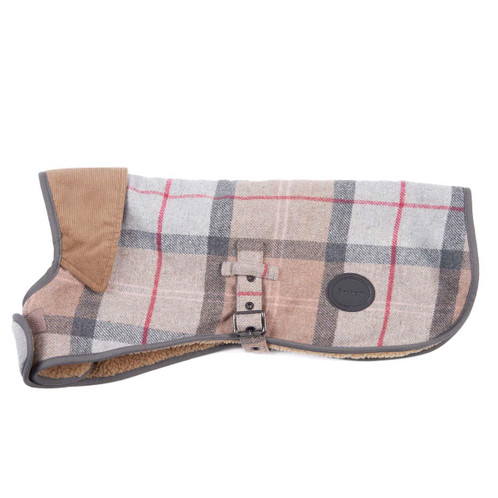 Taupe/Pink Tartan Barbour Wool Touch Dog Coat