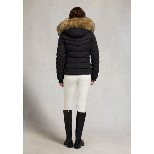 Deep Black Natural Holland Cooper Womens Whistler Puffer Jacket On Model Back