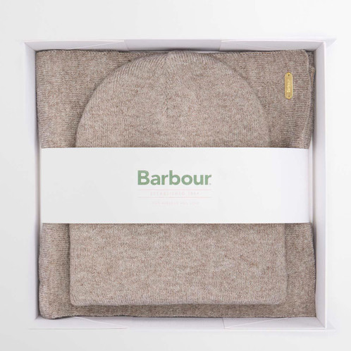 Taupe Barbour Womens Beanie and Scarf Gift Set Taupe Barbour Womens Beanie and Scarf Gift Set