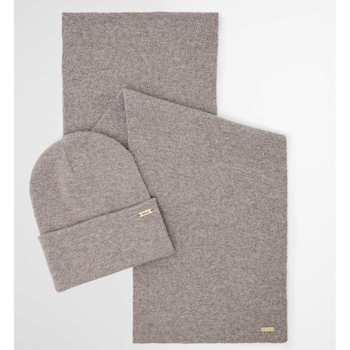 Taupe Barbour Womens Beanie and Scarf