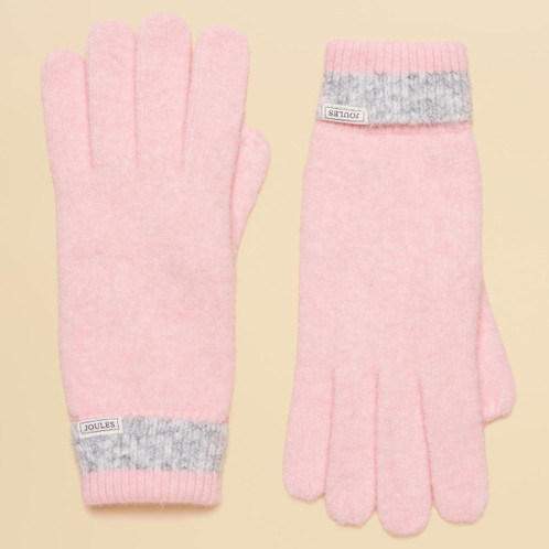 Pink/Grey Joules Womens Popley Stripe Gloves