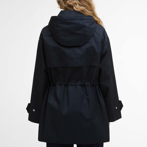 Dark Navy/Hessian Tartan Barbour Womens Fallyn Showerproof Jacket Back