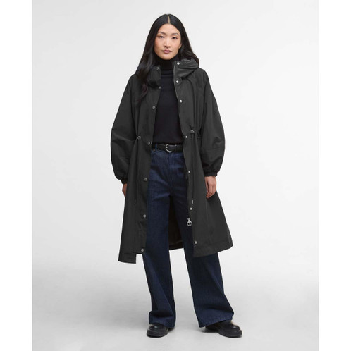 Black/Onyx Tartan Barbour Womens Sidney Waterproof Parka Open