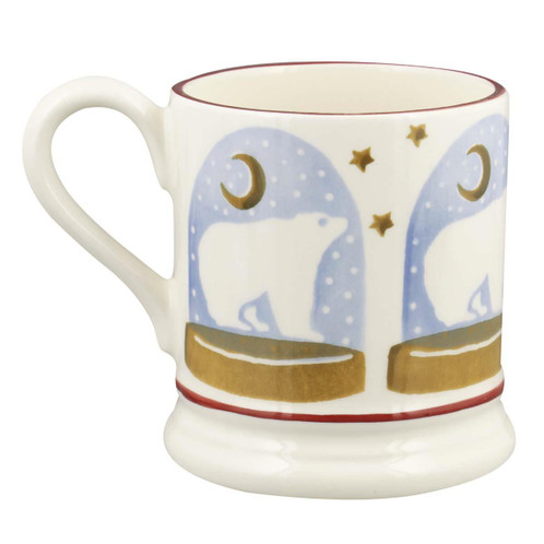 Emma Bridgewater Polar Bear Snow Globe 1/2 Pint Mug Handle to the left