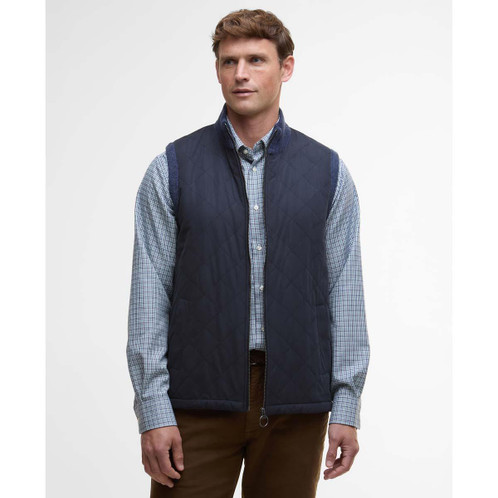 Navy Barbour Mens Shoveler Knitted Gilet Front