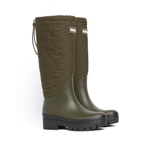 Olive/Black Barbour Womens Marnie Quilted Tall Welly