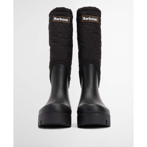 Black Barbour Womens Marnie Quilted Tall Welly front