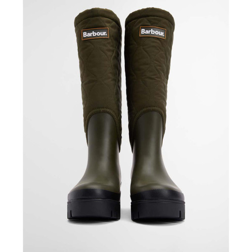 Olive/Black Barbour Womens Marnie Quilted Tall Welly front