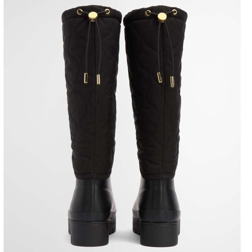 Black Barbour Womens Marnie Quilted Tall Welly back