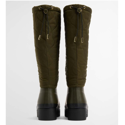 Olive/Black Barbour Womens Marnie Quilted Tall Welly back