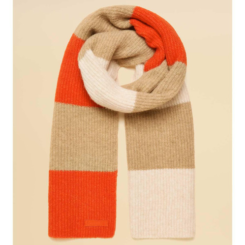 Orange/Neutral Joules Womens Popley Stripe Scarf Looped