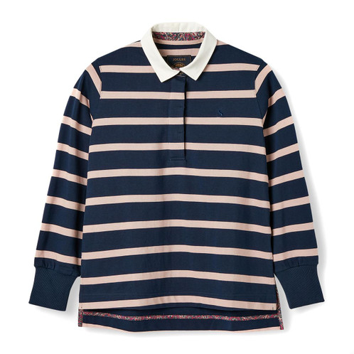 Navy Pink Stripe Joules Womens Sammie Rugby Shirt