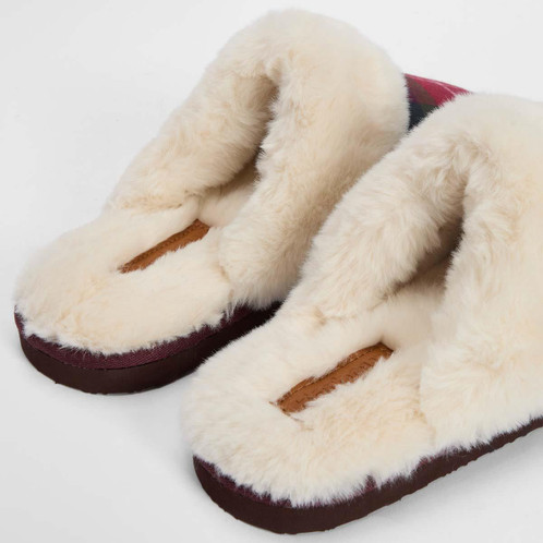 Winterberry Tartan Barbour Womens Claudia Tartan Mule Slipper lining