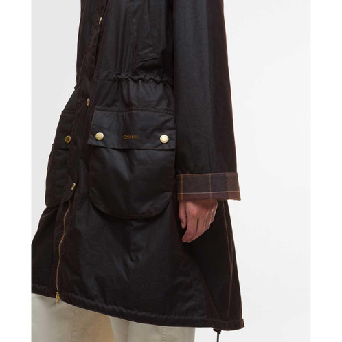 Rustic/Muted Tartan Barbour Womens Marcy Wax Parka pocket