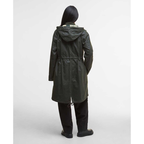 Fern/Ancient Tartan Barbour Womens Marcy Wax Parka back