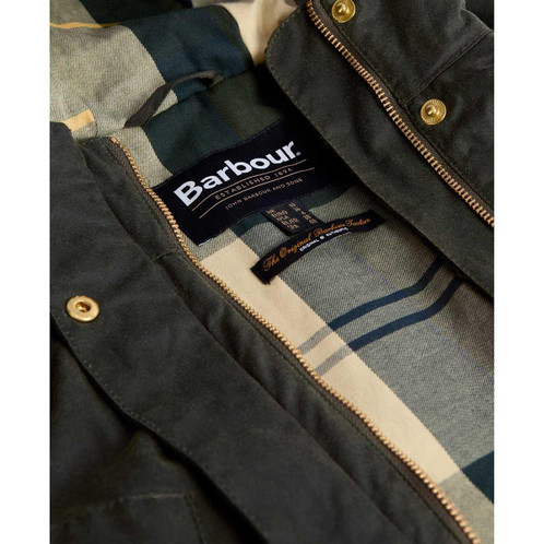 Fern/Ancient Tartan Barbour Womens Marcy Wax Parka lining
