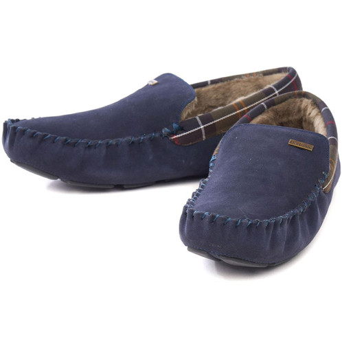 Navy Suede Barbour Monty Slippers