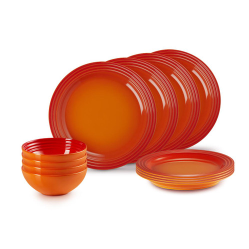 Volcanic Le Creuset Stoneware 12 Piece Dinnerware Set