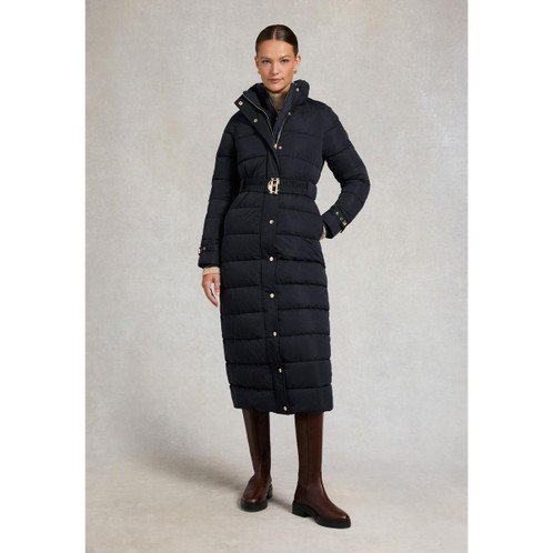 Ink Navy Holland Cooper Womens Arosa Luxe Longline Coat On Model Zipped Close