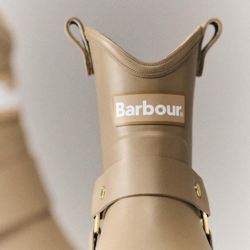 Military Brown Barbour Womens Elley Harness Welly Front