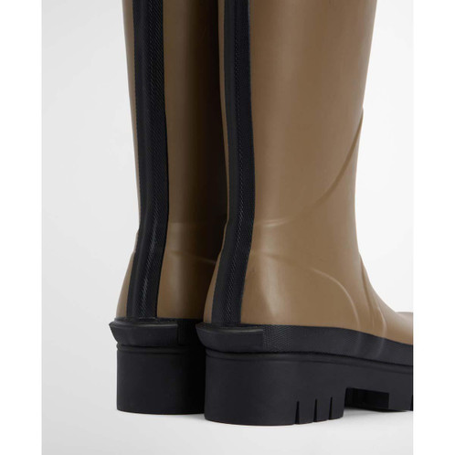 Military Brown/Black Barbour Womens Leighton Tall Welly Heel