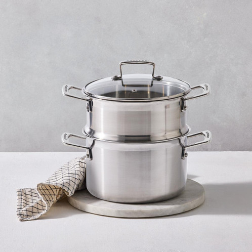 Le Creuset 3-ply Stainless Steel 20cm Casserole with Steamer Set