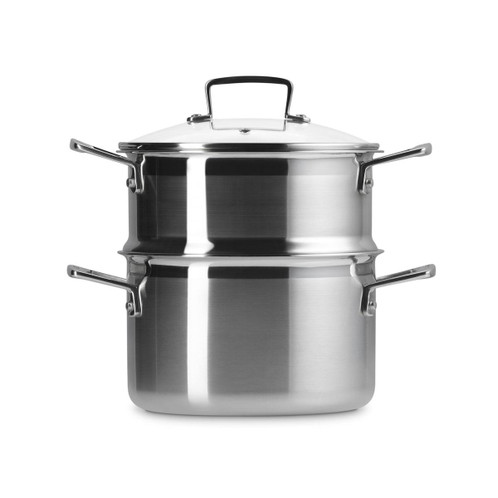 Le Creuset 3-ply Stainless Steel 20cm Casserole with Steamer Set Side View