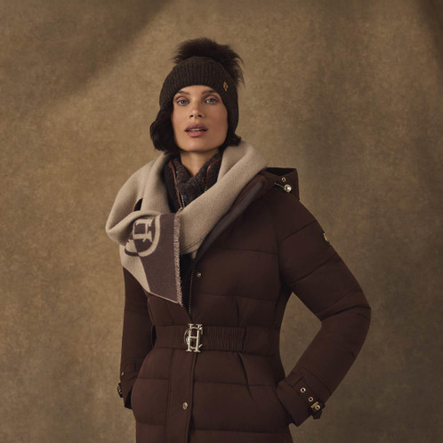 Chocolate Taupe Holland Cooper Womens Jacquard Scarf Lifestyle