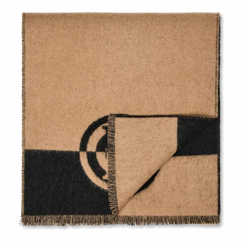 Camel Black Holland Cooper Womens Jacquard Scarf Folded