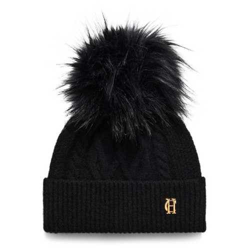 Black Holland Cooper Womens Sloane Cable Bobble Hat