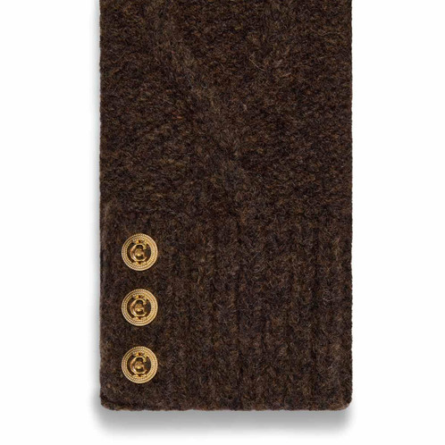 Chocolate Holland Cooper Womens Sloane Fingerless Gloves Cuff Detail