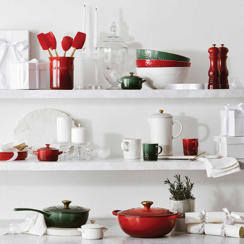 Cerise Le Creuset Classic Cast Iron Holly Soup Pot 26cm Lifestyle