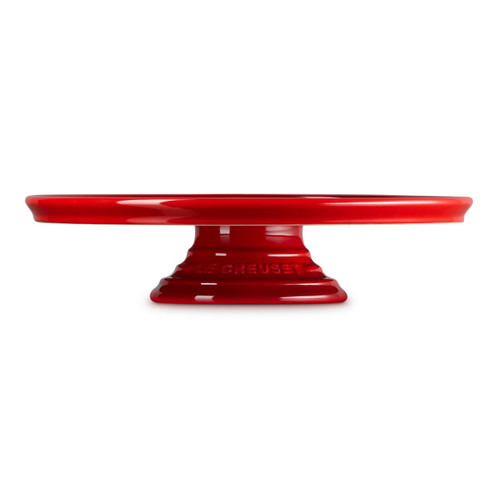 Cerise Le Creuset Stoneware Footed Cake Stand Side View
