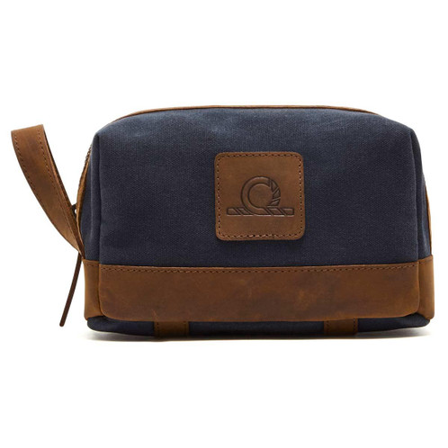 Navy/Brown Chatham Mens Waxed Canvas Wash Bag