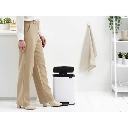 White Brabantia Bo Pedal Bin 12 Litre In Use