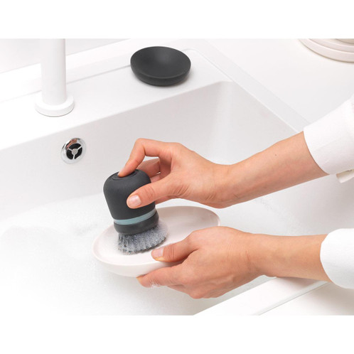 Brabantia SinkSide Soap Dispensing Dish Brush In Use
