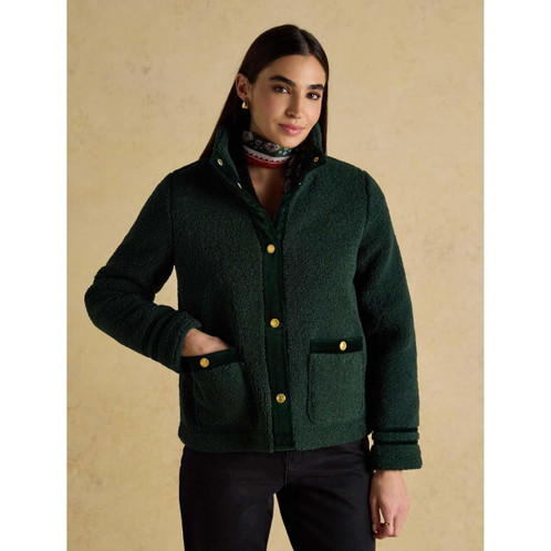 Green  Joules Womens Fleur Fleece Jacket On model