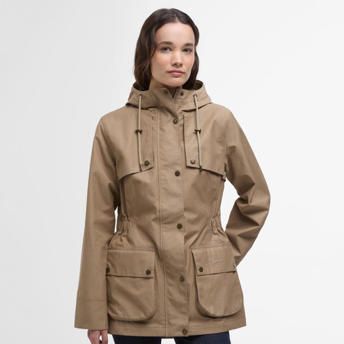 Military Brown/Ancient Tartan Barbour Womens Dallas Waterproof Jacket Front