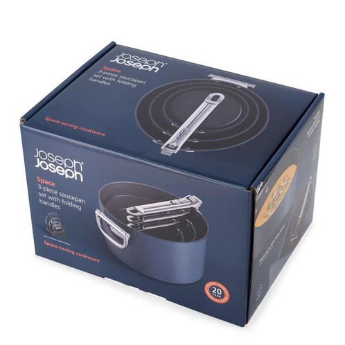 Joseph Joseph Space Folding Handle Ceramic Non-stick 3-piece Saucepan Set Box